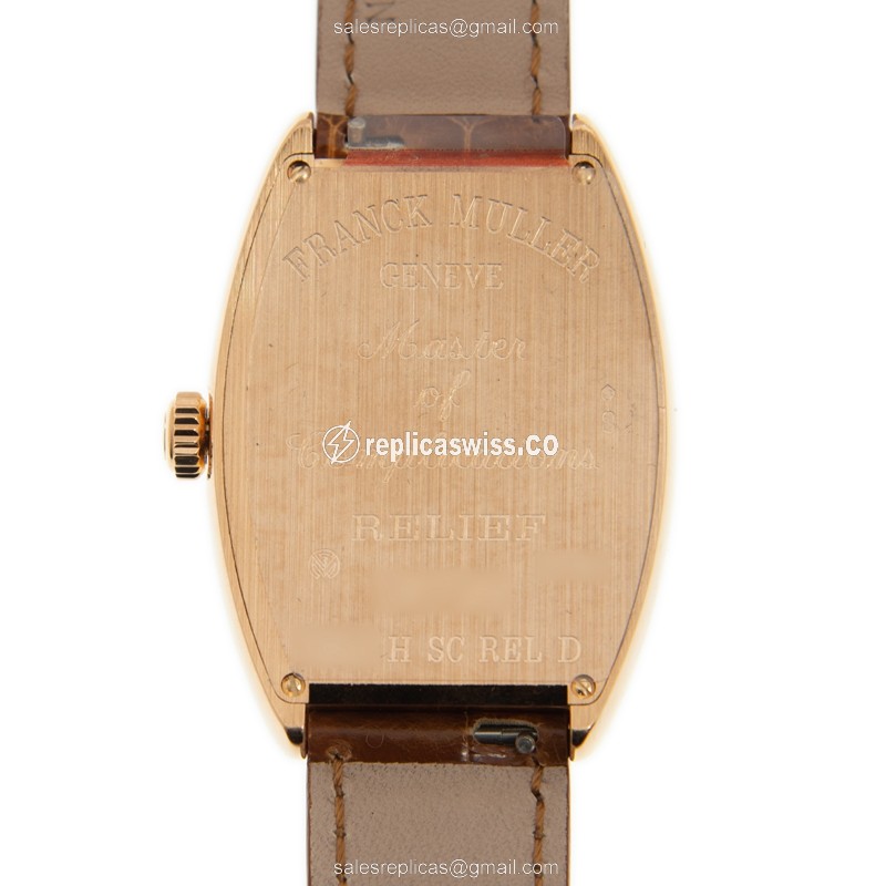 Franck Muller 2852 H SC REL D 5N Curvex Replica - Automatic - Rose Gold Case - White Dial, Brown Leather Strap - View 3