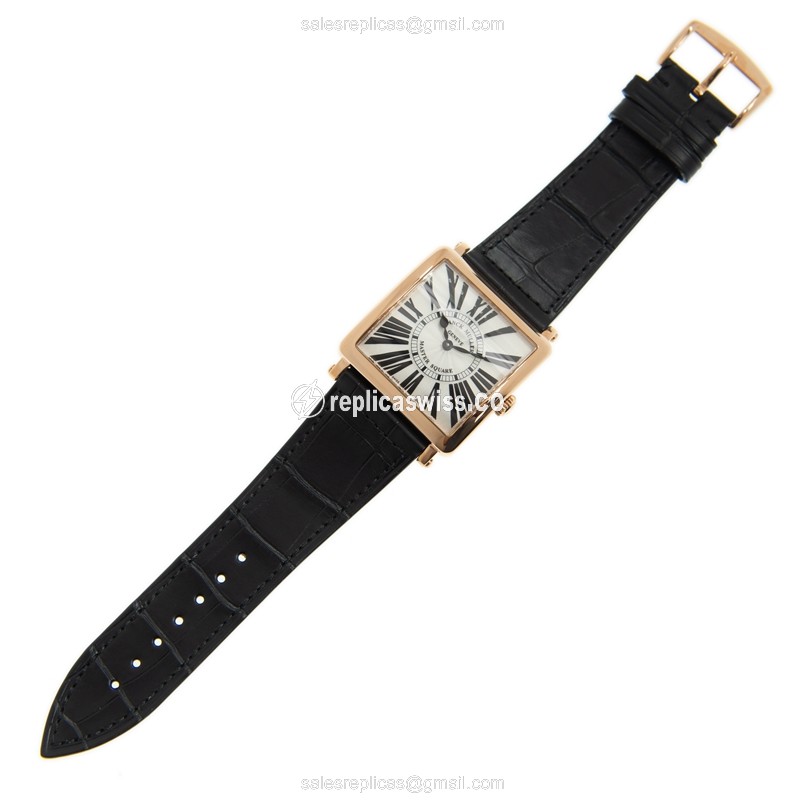 Franck Muller 6002 M B QZ REL R Quartz 18kt Rose Gold - White Dial - Alligator Black Buckle - View 2