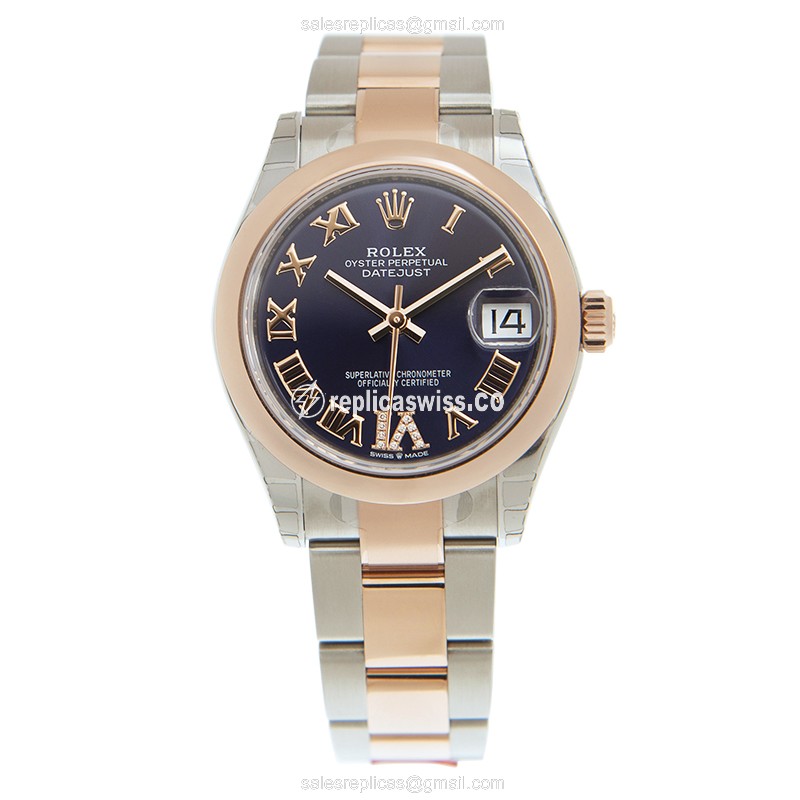 Rolex Datejust Replica - Automatic - 18kt Rose Gold & Steel - Purple Dial - View 2