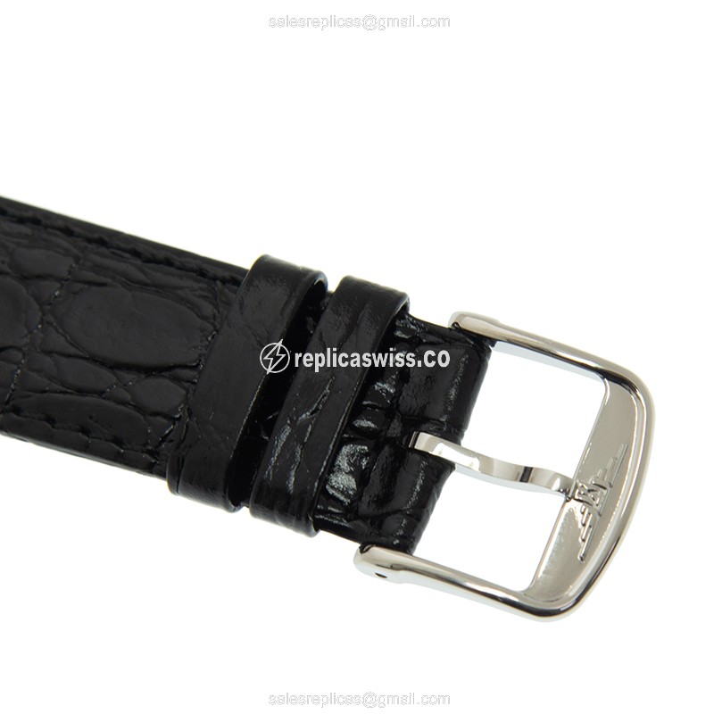 Longines Presence Replica - Automatic - Steel Case, White Dial on Black Leather Strap - View 4