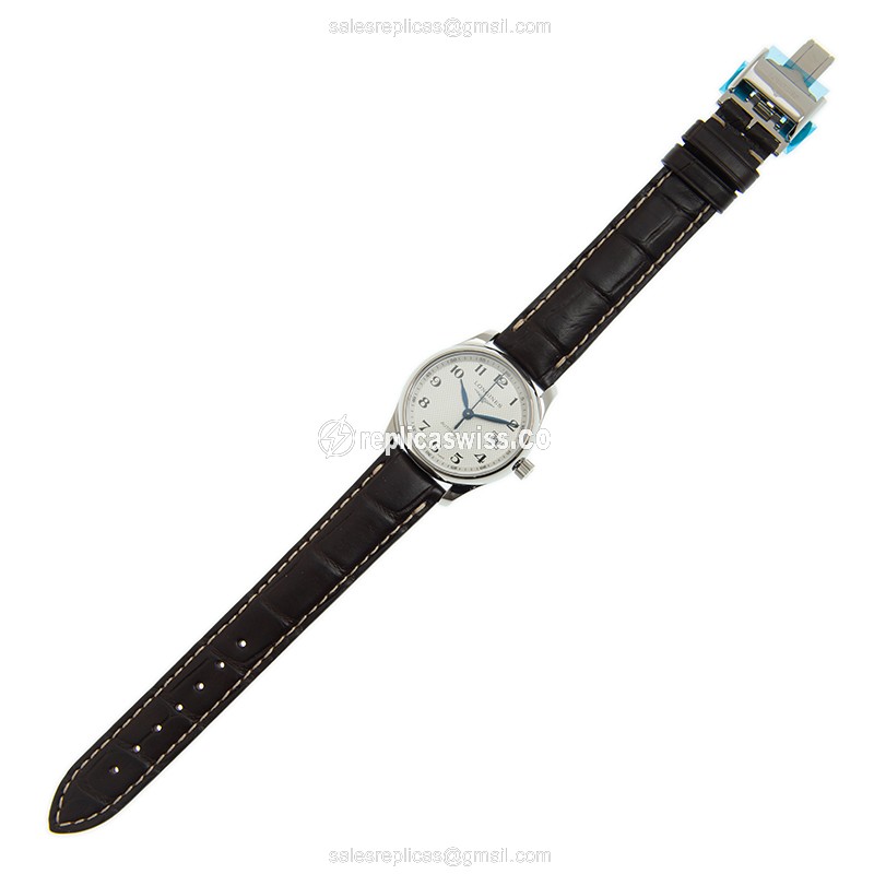 Longines L2.257.4.78.3 Replica - Automatic - Steel Case - White Dial, Black Alligator Strap - View 2