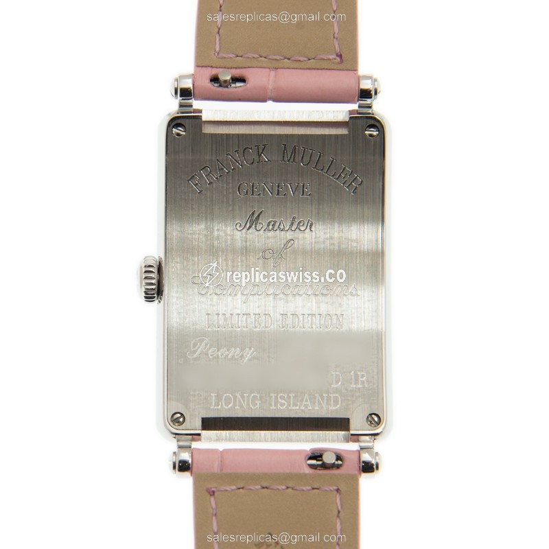 Franck Muller 952 QZ REL MOP BC D 1R LS AC Quartz - Diamonds Case - White Dial - Buckle Clasp - Pink Alligator Strap - View 3