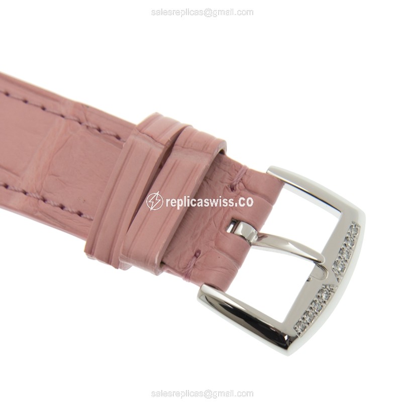 Franck Muller 952 QZ REL MOP BC D 1R LS AC Quartz - Diamonds Case - White Dial - Buckle Clasp - Pink Alligator Strap - View 4