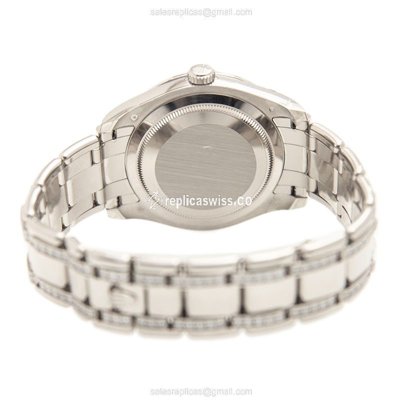 Rolex Lady Datejust Replica - Automatic - White Gold Case - Diamond Dial - Silver Clasp - View 4