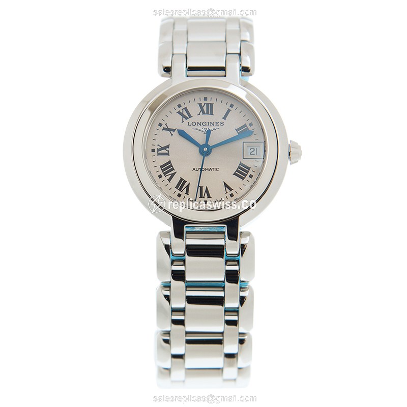 Longines Prima Luna Replica - Automatic - Stainless Steel - White Dial - Silver Clasp - View 2