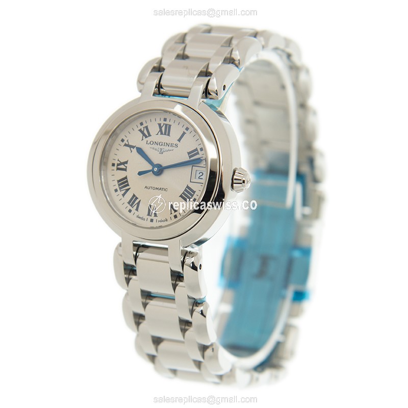 Longines Prima Luna Replica - Automatic - Stainless Steel - White Dial - Silver Clasp - View 3
