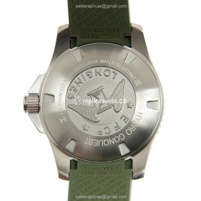 Longines CONQUEST Replica - Automatic - Ceramic Case - Green Dial, Rubber Strap - View 3