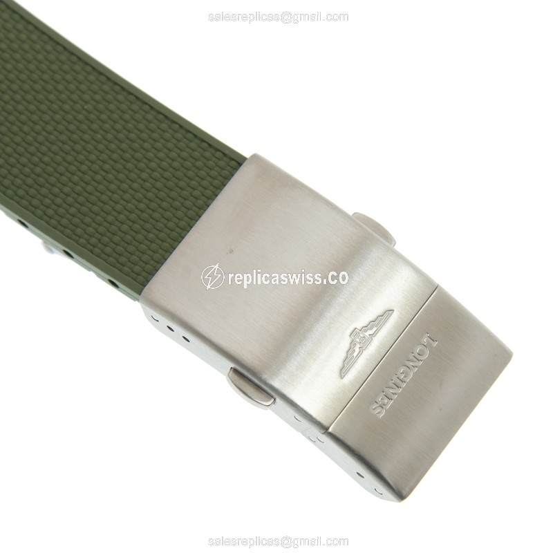 Longines CONQUEST Replica - Automatic - Ceramic Case - Green Dial, Rubber Strap - View 4