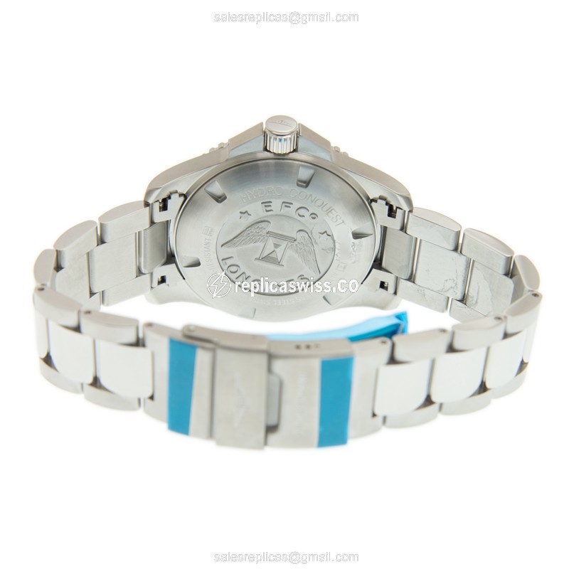 Longines CONQUEST Replica - Automatic - Ceramic - Green Dial - Steel Clasp & Silver Strap - View 4