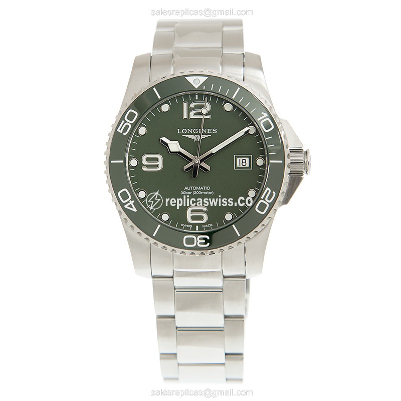 Longines Conquest Replica - Automatic - Ceramic - Green Dial, Steel Case & Clasp - View 2