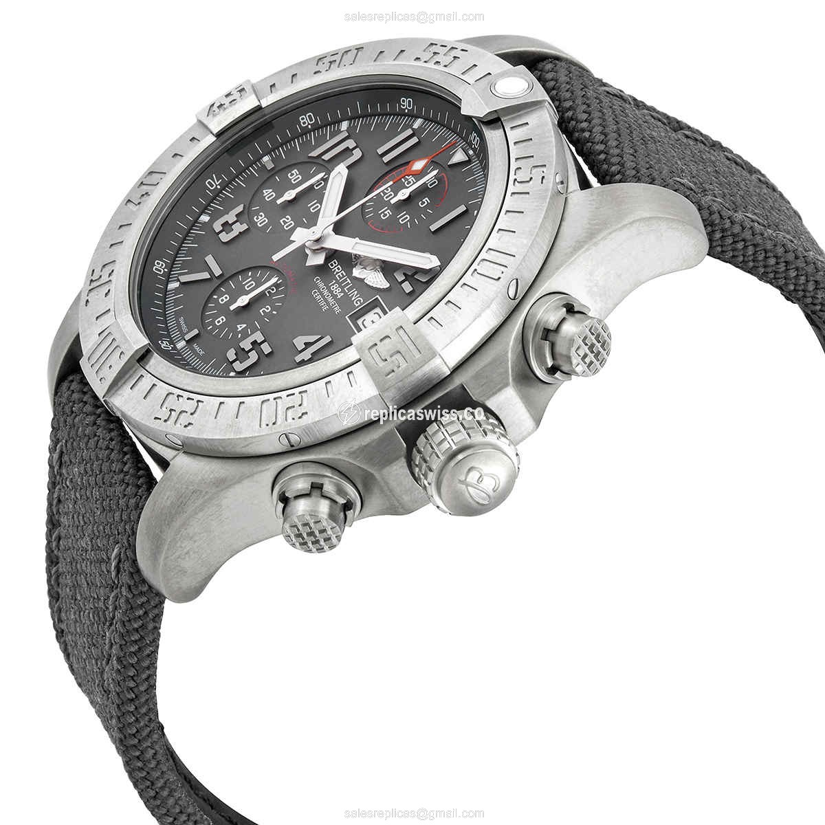 Breitling E13383101M1W1 AVENGER II - Automatic - Titanium Case - Gray Dial - Grey Canvas Strap - View 2