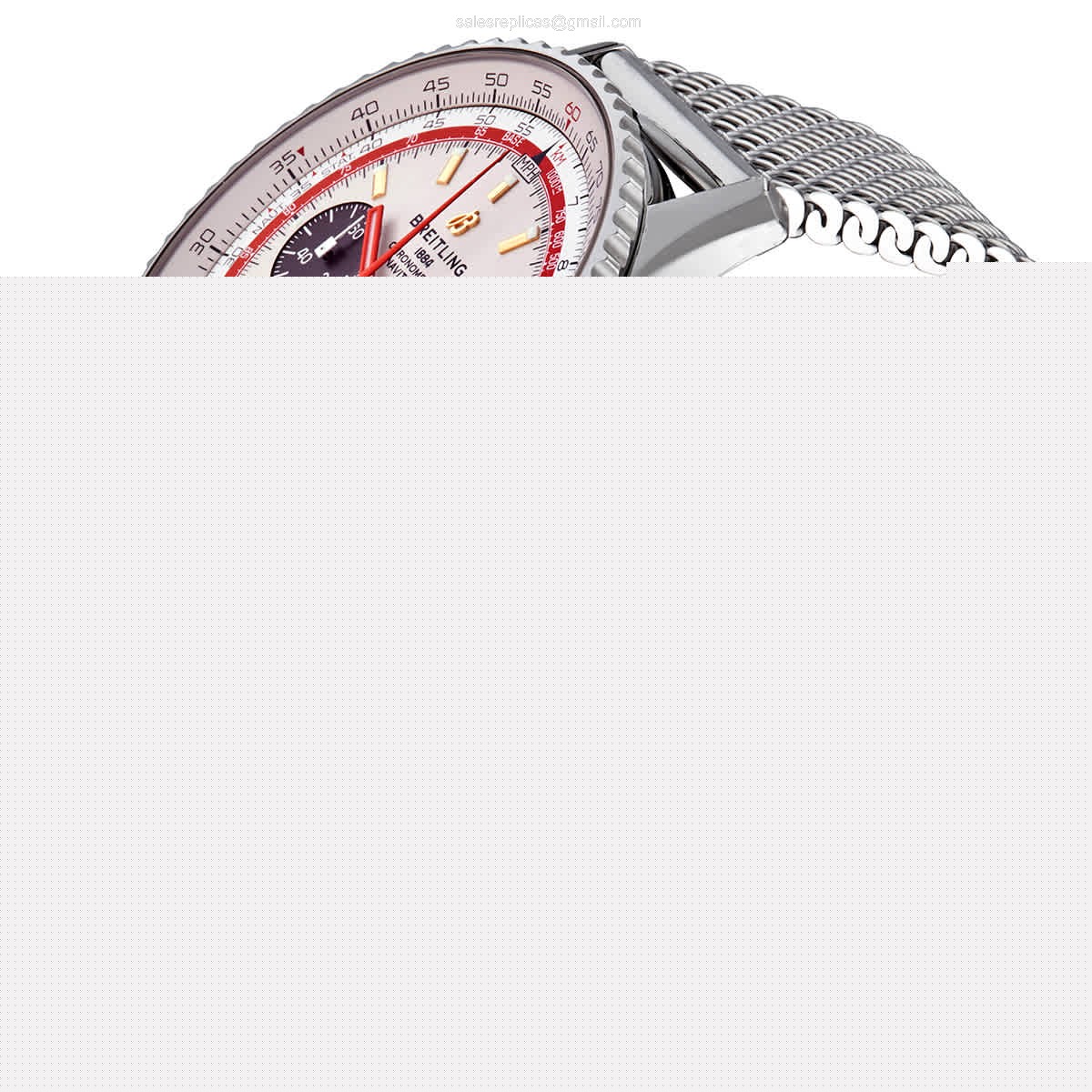 Breitling NAVITIMER 1 Replica - Automatic - Silver Steel Case - Silver Dial - Steel Band - View 2