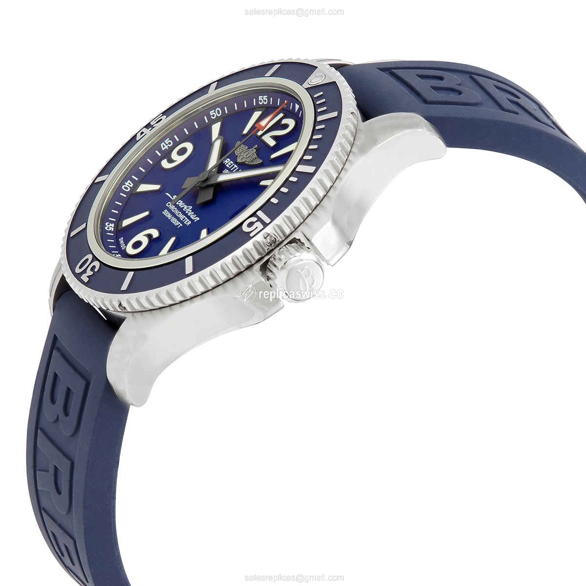 Breitling SuperOcean Replica - Automatic - Steel - Blue Dial - Blue Rubber Strap - View 2
