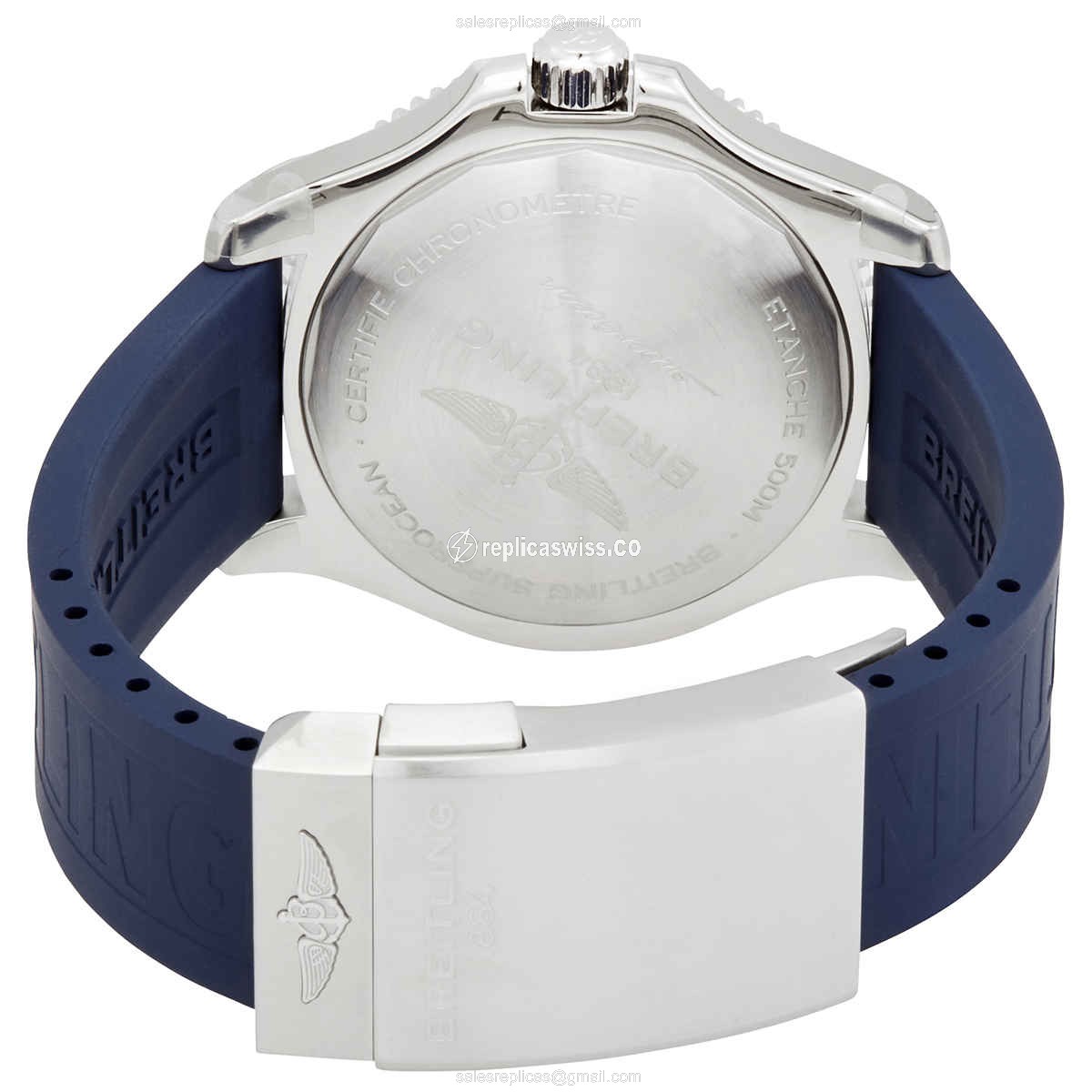 Breitling SuperOcean Replica - Automatic - Steel - Blue Dial - Blue Rubber Strap - View 3