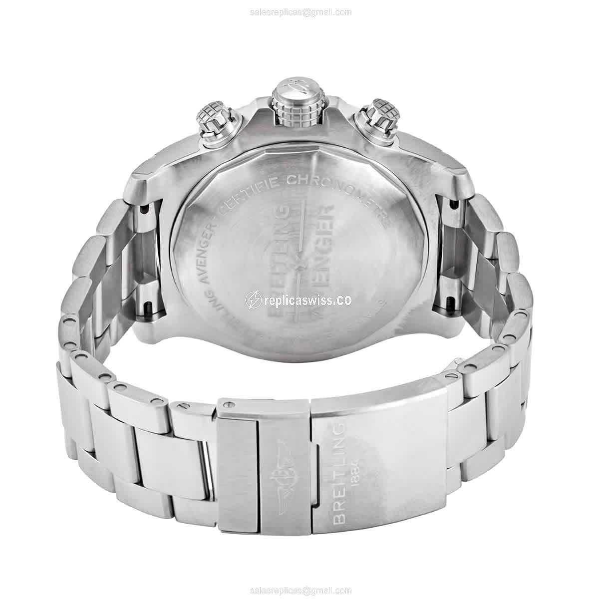Breitling Avenger II Auto - Stainless Steel Case - Black Dial - Silver Band - View 3