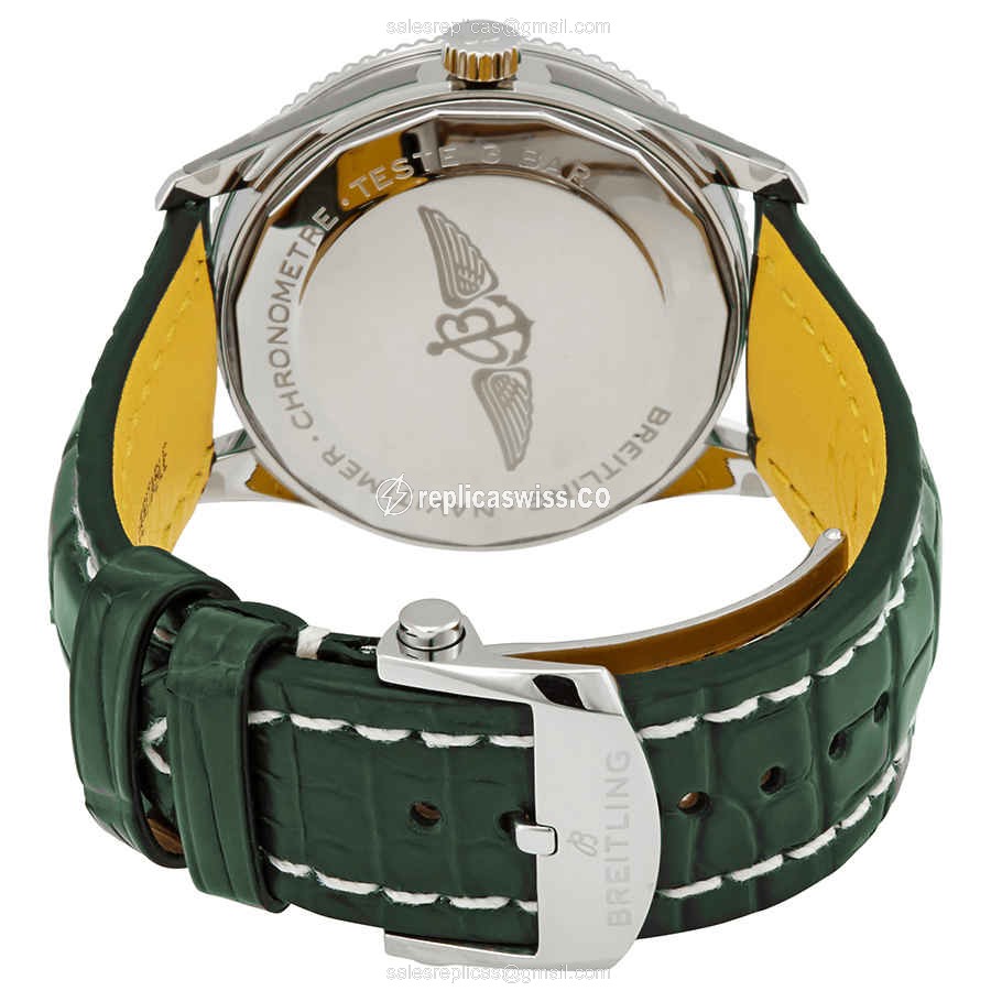 Breitling NAVITIMER 1 Replica - Automatic - Steel - Green Dial - Alligator Green Strap - View 3