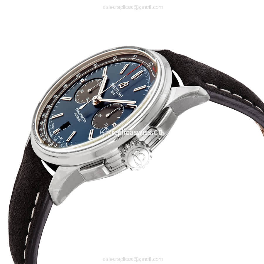 Breitling Premier AB0118A61C1X2 - Automatic - Blue Dial - Brown Leather Strap - View 2
