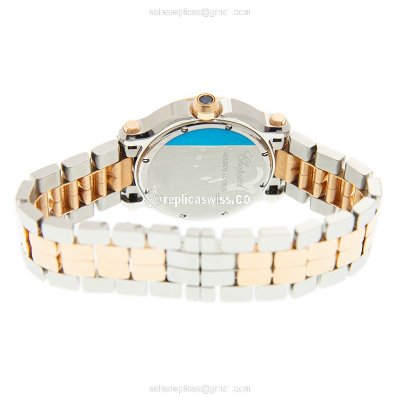 Chopard Happy Sport Quartz 18kt Rose Gold Steel - White Dial Silver Strap - View 4