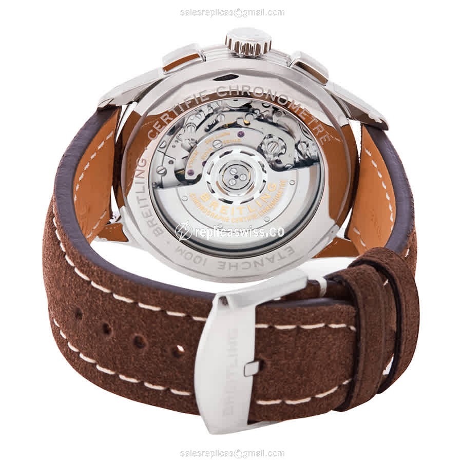 Breitling Premier AB0118A61C1X3 - Automatic - Steel Case - Blue Dial - Brown Leather Strap - View 3