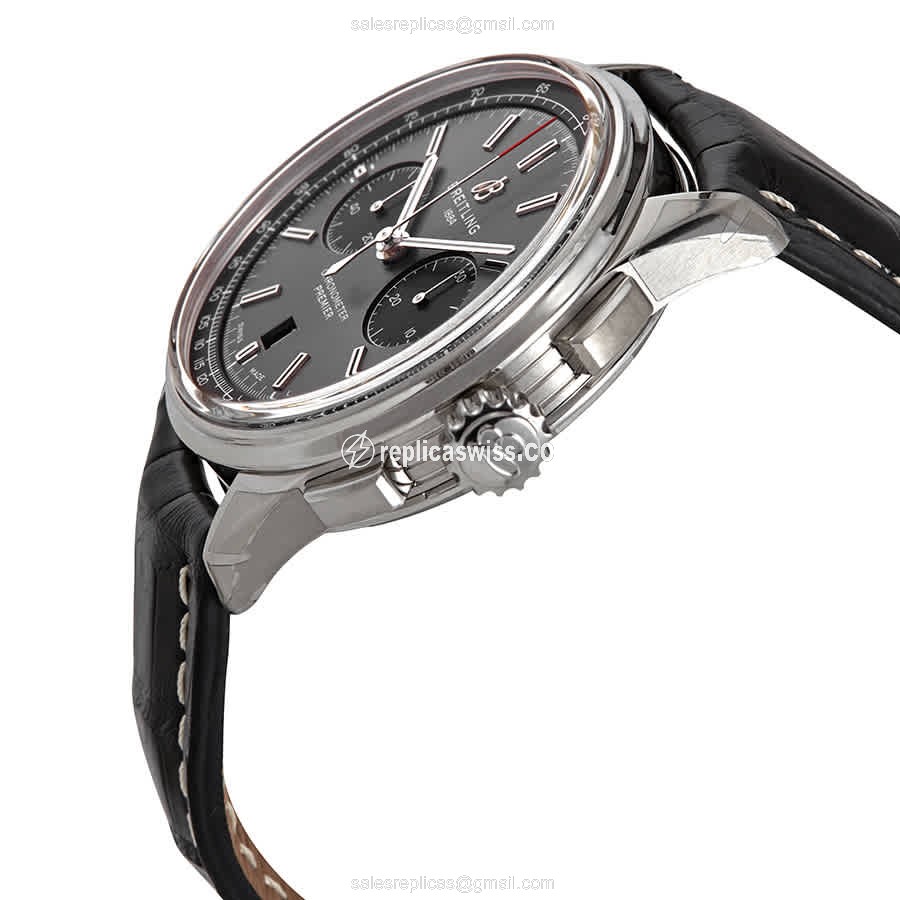 Breitling Premier AB0118221B1P2 - Automatic - Stainless Steel - Dark Grey Dial - Black Alligator Strap - View 2
