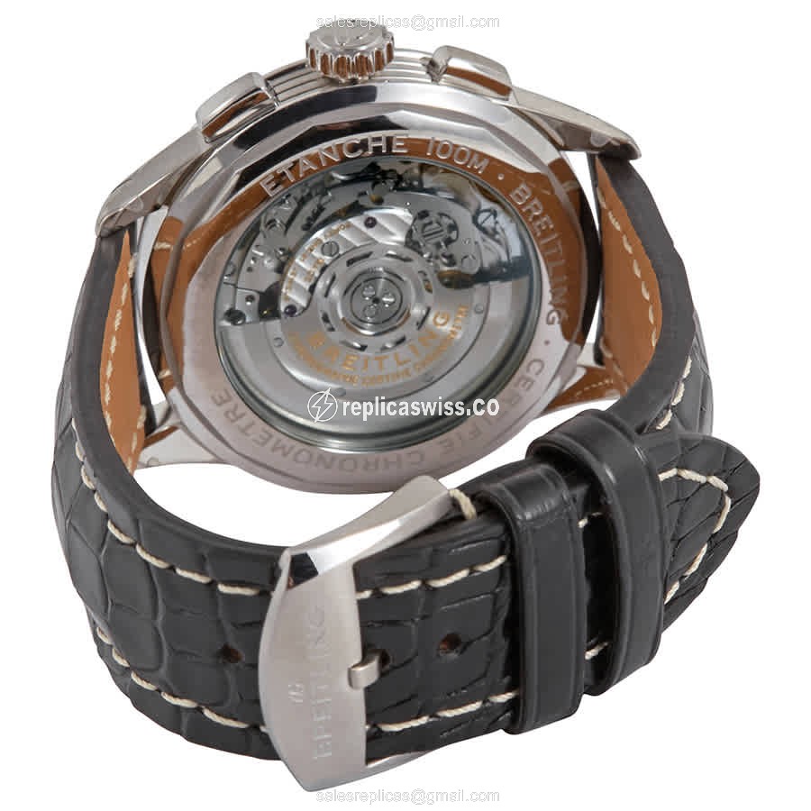 Breitling Premier AB0118221B1P2 - Automatic - Stainless Steel - Dark Grey Dial - Black Alligator Strap - View 3