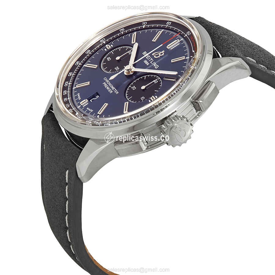 Breitling Premier AB0118221C1X4 - Automatic - Steel Case - Blue Dial - Leather Strap - View 2