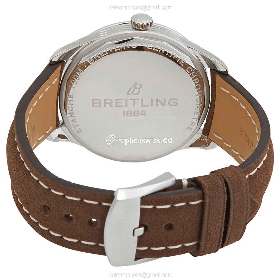 Breitling Premier A37340351C1X2 - Automatic - Steel Case - Blue Dial - Brown Leather Strap - View 3