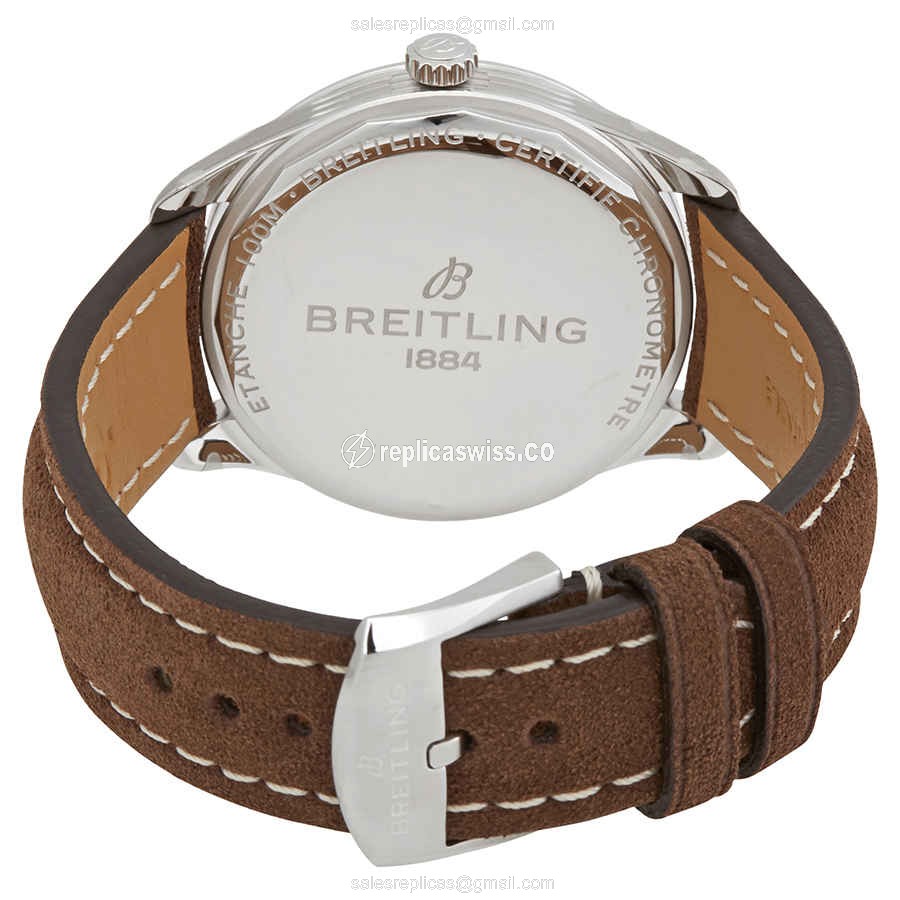 Breitling Premier Replica - Automatic - Steel Case - Gray Dial - Brown Leather Strap - View 3