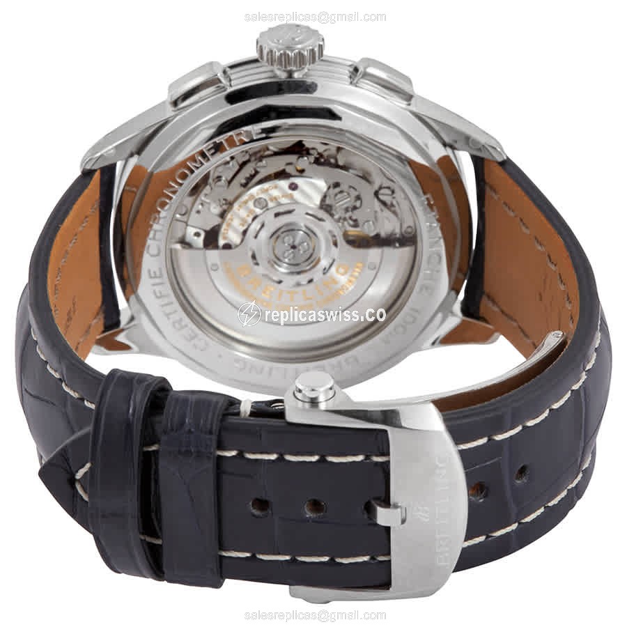 Automatic Breitling Premier - Stainless Steel - Blue Dial - Alligator Blue Buckle - View 3