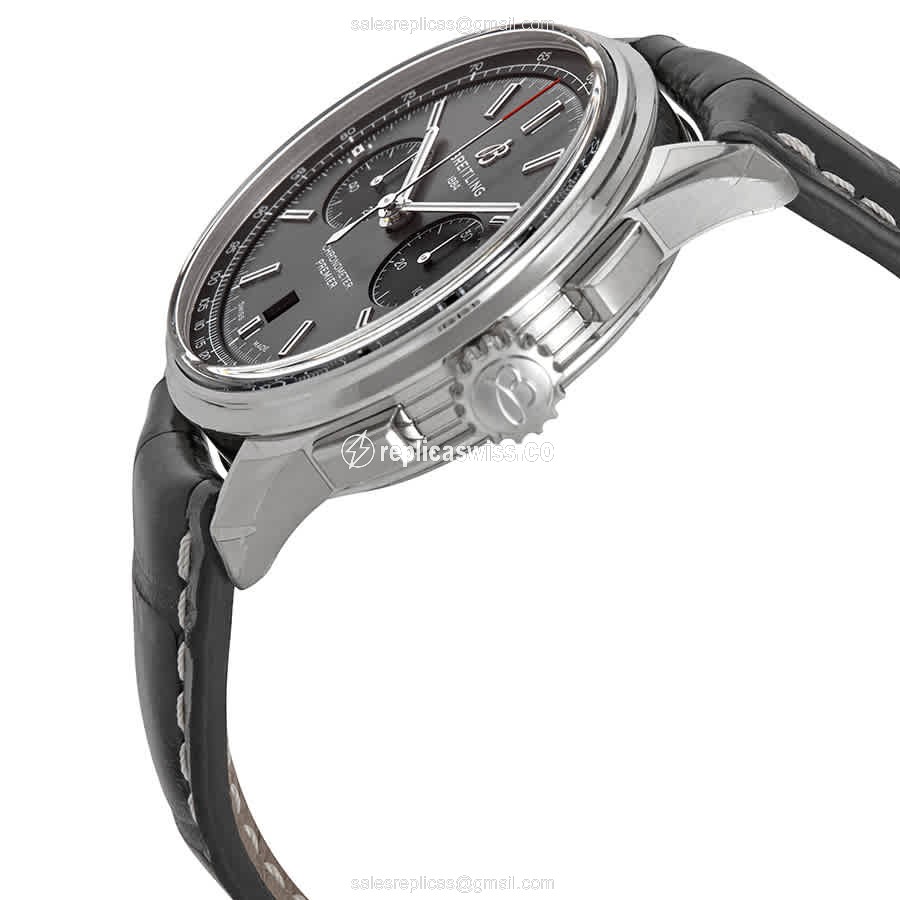 Breitling Premier AB0118221B1P1 - Automatic - Steel Case - Gray Dial - Black Alligator Strap - View 2