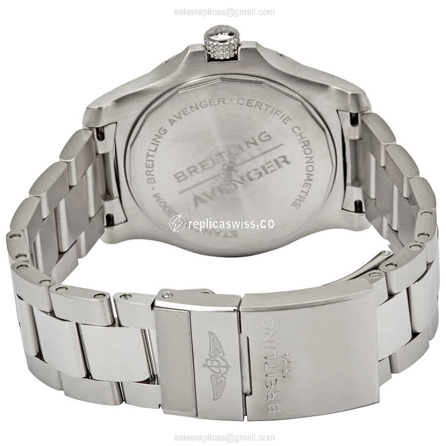 Breitling Avenger II Replica - Automatic - Steel Case - Blue Dial - Silver Steel Band - View 3
