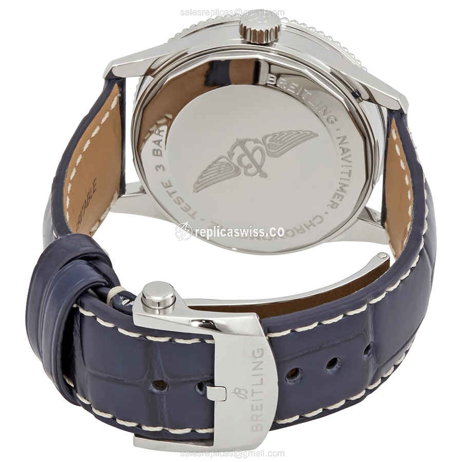 Breitling A17325211C1P3 NAVITIMER 1 - Automatic - Blue Dial - Steel Case - Blue Alligator Strap - View 3