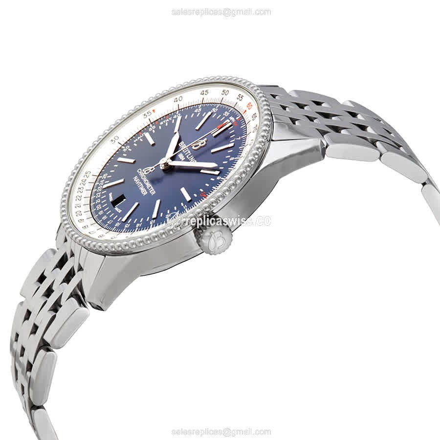 Breitling A17326211C1A1 Replica - Automatic - Steel Case - Blue Dial - Silver Steel Strap - View 2
