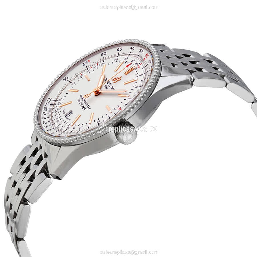 Breitling A17326211G1A1 Replica - Automatic - Steel Case - Silver Dial - Silver Band - View 2