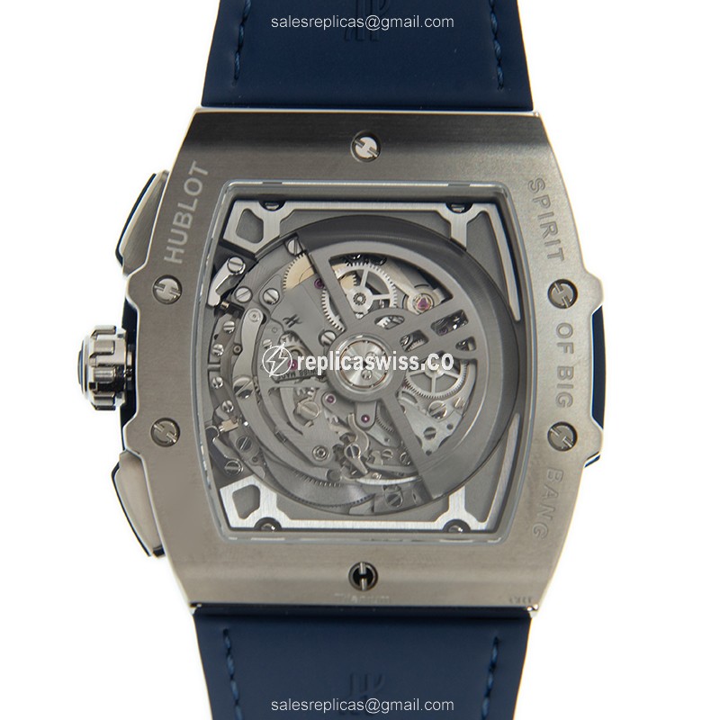 Hublot Spirit of Big Bang Replica - Automatic Titanium Case - Silver Dial - Blue Alligator Strap - View 3