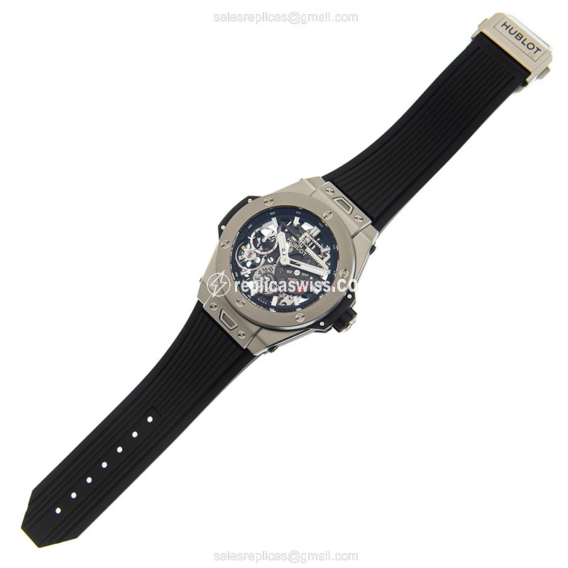 Hublot BIG BANG Replica - Manual Wind - Titanium Case - Skull Dial - Black Rubber Strap - View 2