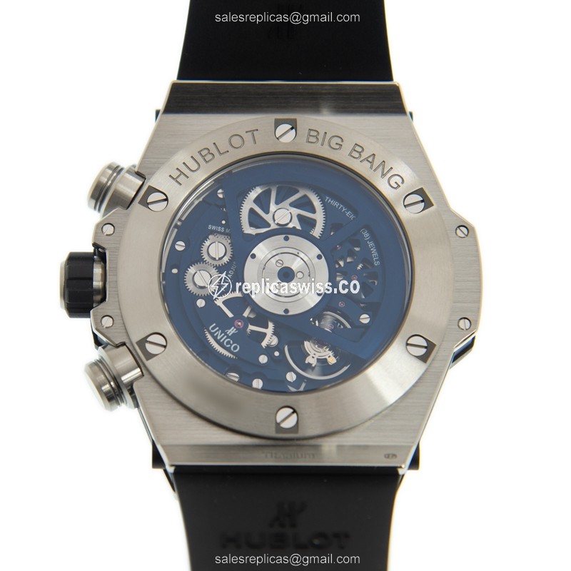 Hublot BIG BANG Automatic - Titanium Case - Blue Dial - Rubber Blue Strap - View 3