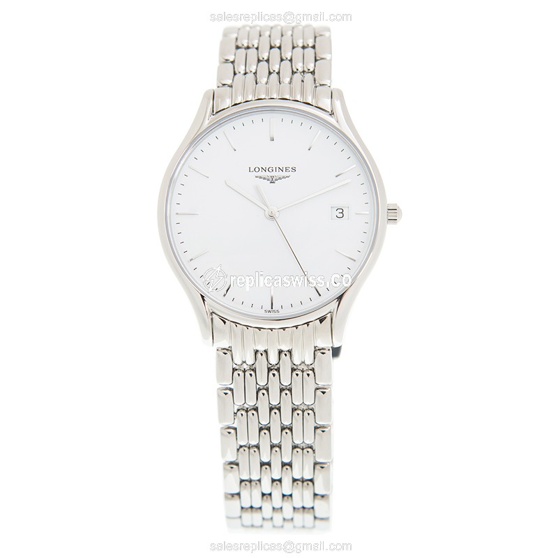 Longines Lyre Quartz Watch - Steel Case - White Dial - Silver Strap - View 2