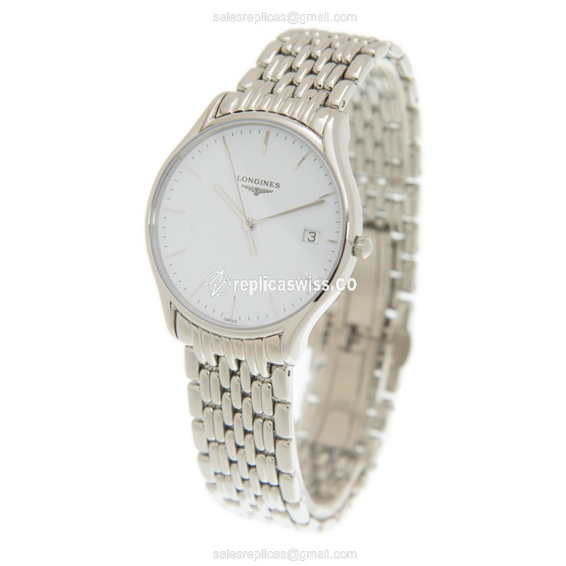 Longines Lyre Quartz Watch - Steel Case - White Dial - Silver Strap - View 3