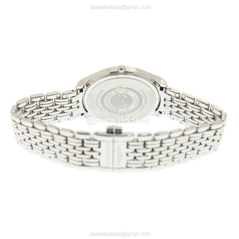 Longines Lyre Quartz Watch - Steel Case - White Dial - Silver Strap - View 4