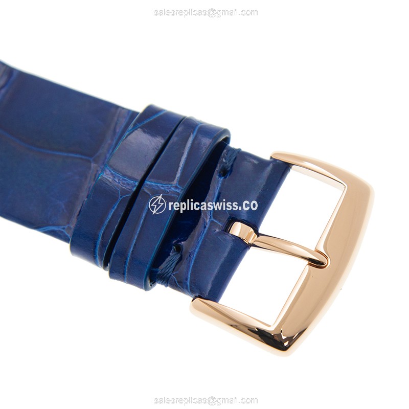 Franck Muller 3002 M QZ V BU Quartz 18kt Rose Gold - Silver Dial - Leather Blue - Buckle Clasp - View 4