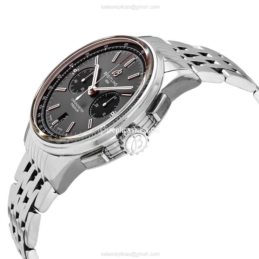Breitling Premier Replica - Automatic - Steel Case - Gray Dial - Silver Band - View 2