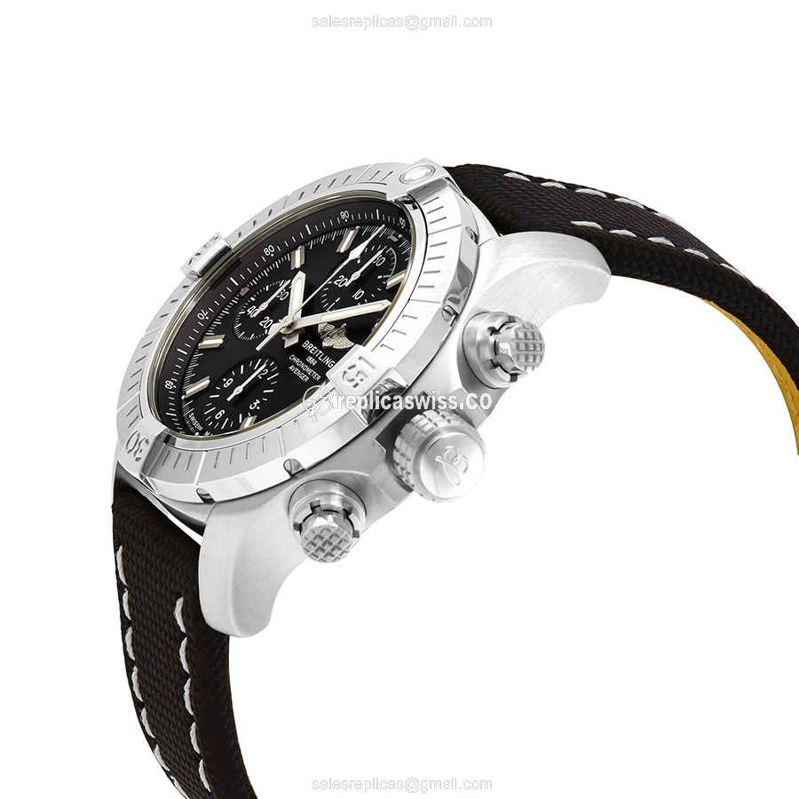 Breitling Avenger II Replica - Automatic - Steel Case - Black Dial - Canvas Strap - View 2