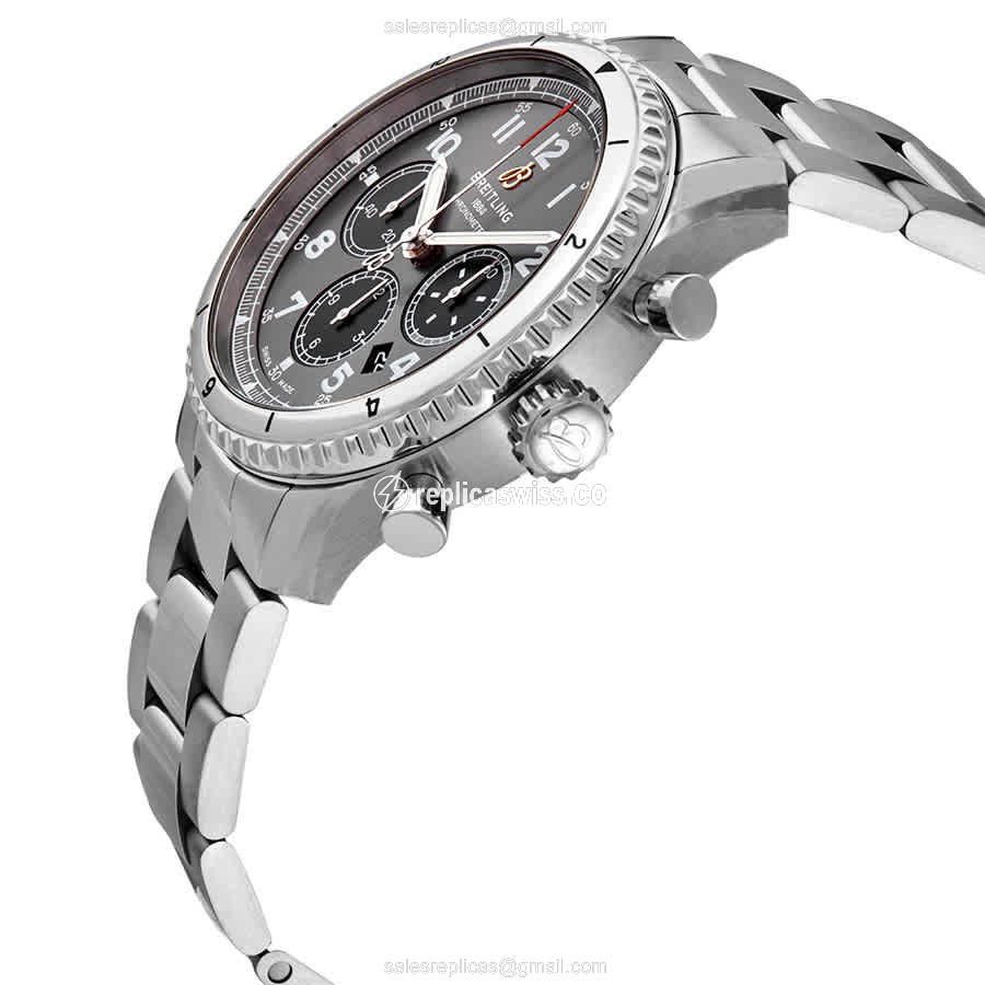 Breitling AVIATOR 8 - Automatic - Steel Case - Grey Dial - Silver Strap - View 2