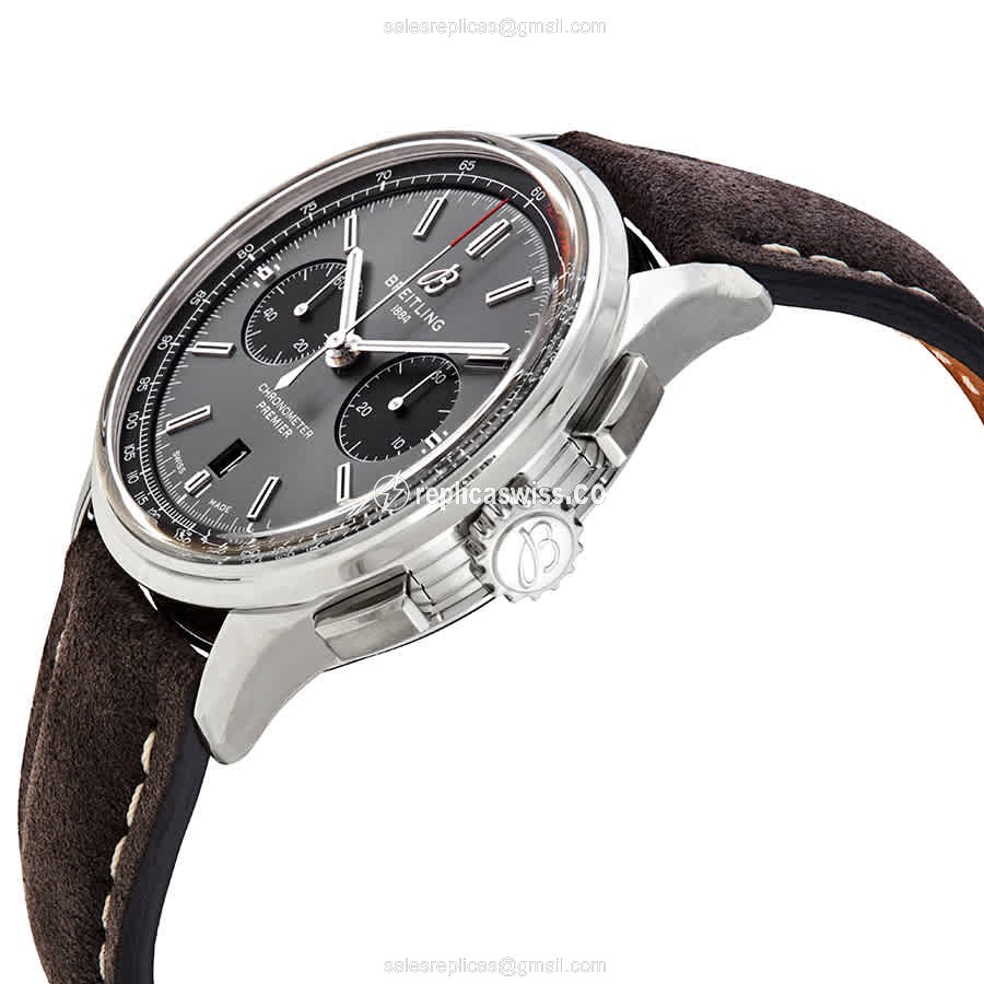 Breitling Premier Replica - Automatic - Steel Case - Black Dial - Leather Strap - View 2