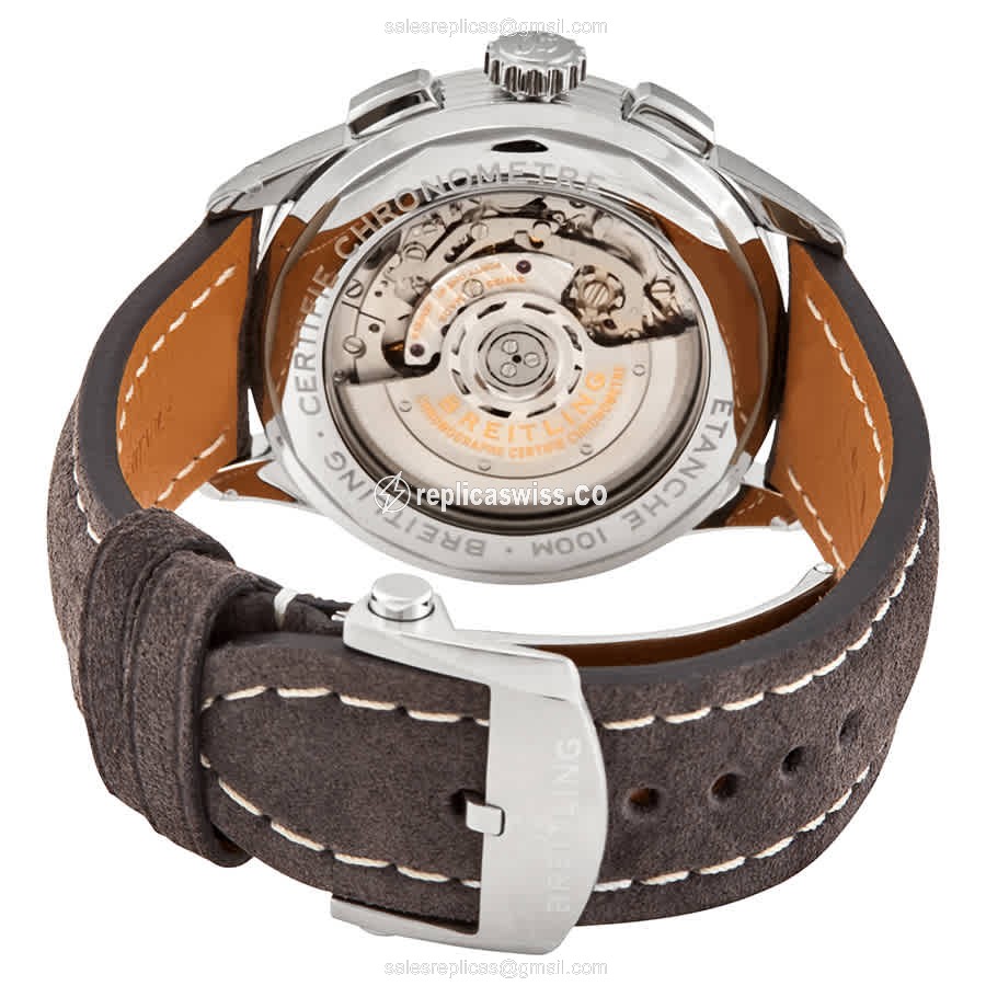 Breitling Premier Replica - Automatic - Steel Case - Black Dial - Leather Strap - View 3