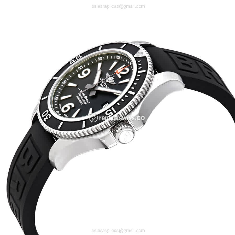 Breitling SuperOcean Replica - Automatic - Black Dial - Rubber Strap - Stainless Steel - View 2