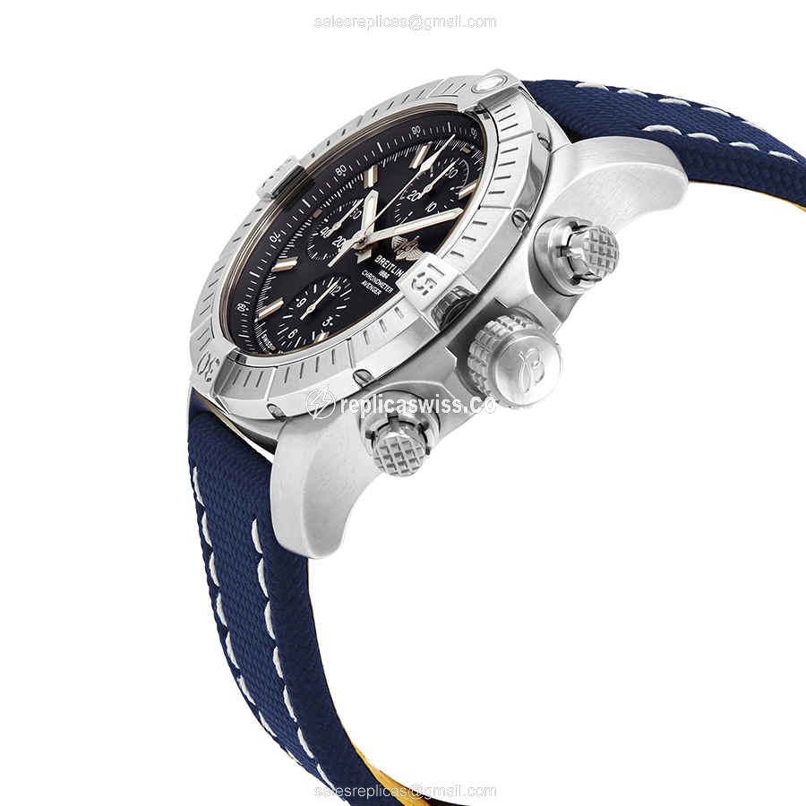 Breitling Avenger II Automatic - Steel - Blue Dial - Canvas Strap - Blue Buckle - View 2