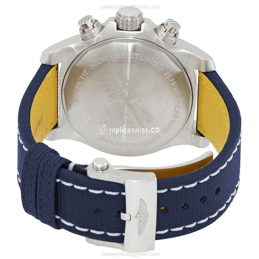 Breitling Avenger II Automatic - Steel - Blue Dial - Canvas Strap - Blue Buckle - View 3