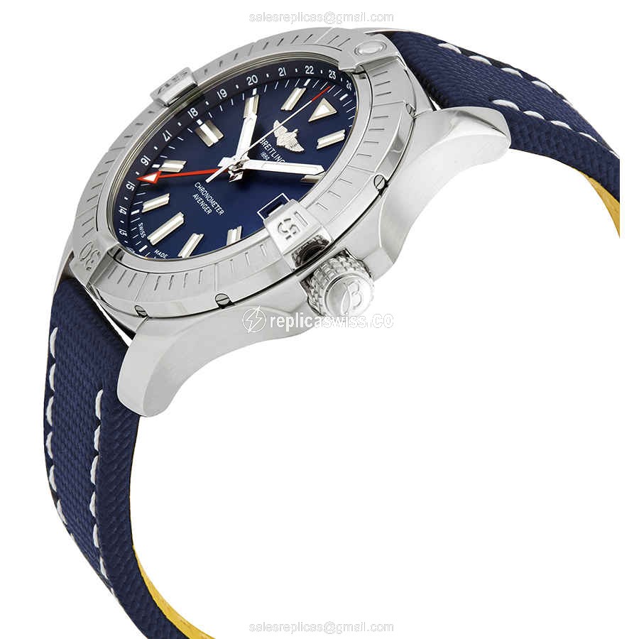 Breitling Avenger II Replica - Automatic - Steel - Blue Dial - Canvas Blue Strap - View 2